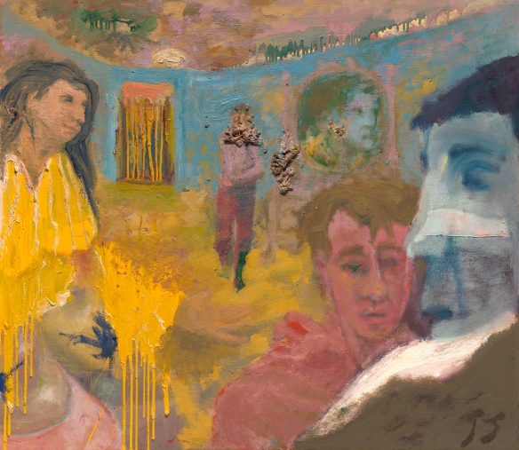 Jess, “Feignting Spell,” 1954. Oil on canvas, 42 x 48 in. Collection of Crocker Art Museum, Sacramento, CA.